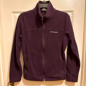 Columbia fleece zip up jacket, purple, size M
